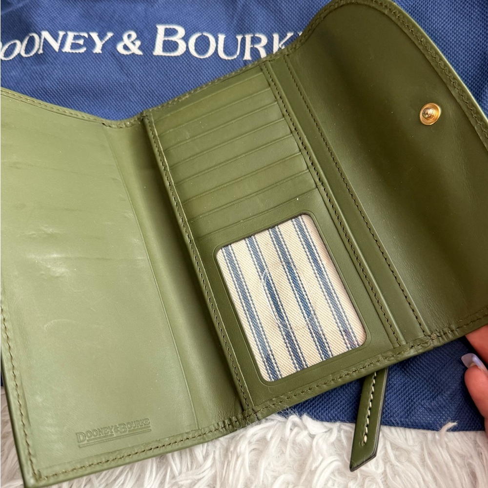 Dooney & Bourke Olive Green Leather Satchel Bag w/ Long Strap & Matching Wallet - Picture 11 of 11